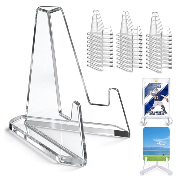 30 Pack Acrylic Card Display Stand, Trading Card Holder Easel for Sports Cards, Graded Cards, Baseball Cards,Coins & Collectibles,Clear Lightweight Stable Rack for Home,Shop,Shelf,Exhibition Display