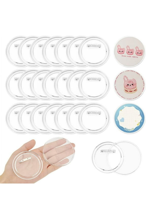 30 Pack Acrylic Design Button Badge 2.95 Inch Plastic Craft Button with Pin Button Maker Blanks Round Picture Photo Buttons Blank Pin Buttons Make Your Own Buttons for DIY Crafts for making