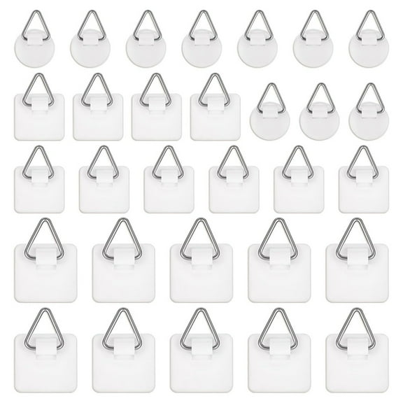 30 Pack Adhesive Picture Hanger Picture Hanging Hooks Without Nails Adhesive Wall Hangers Sticky Picture Hangers,White