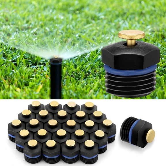 30-Pack Adjustable 1/2" Garden Misting Nozzle, 360 Degree Lawn Sprinkler Head for Micro Irrigation System, Brass Screw Misting Sprayer for Greenhouse & Yard