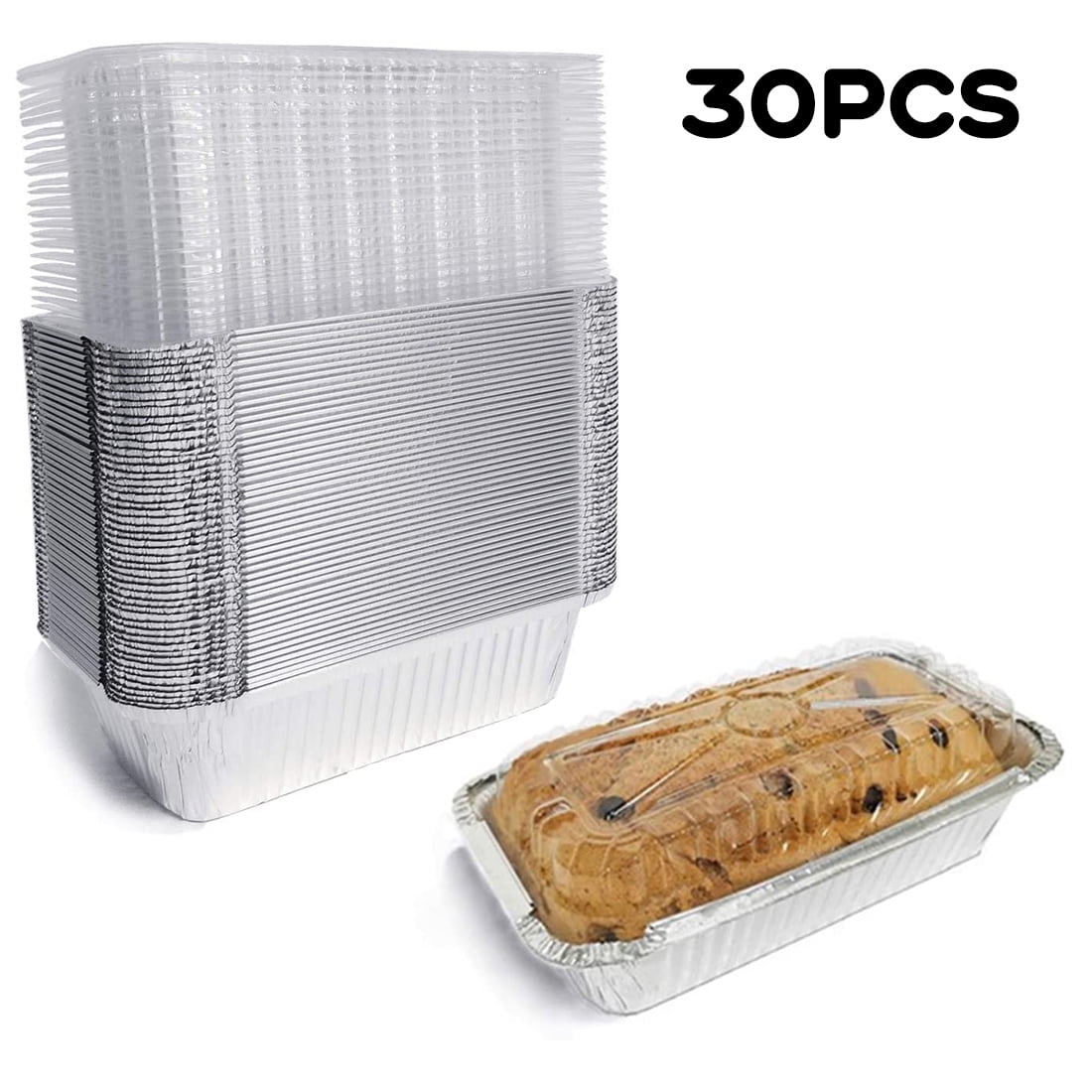30-Pack Aluminum Bread Loaf Pans with Lids, Foil Bread Pans, Disposable