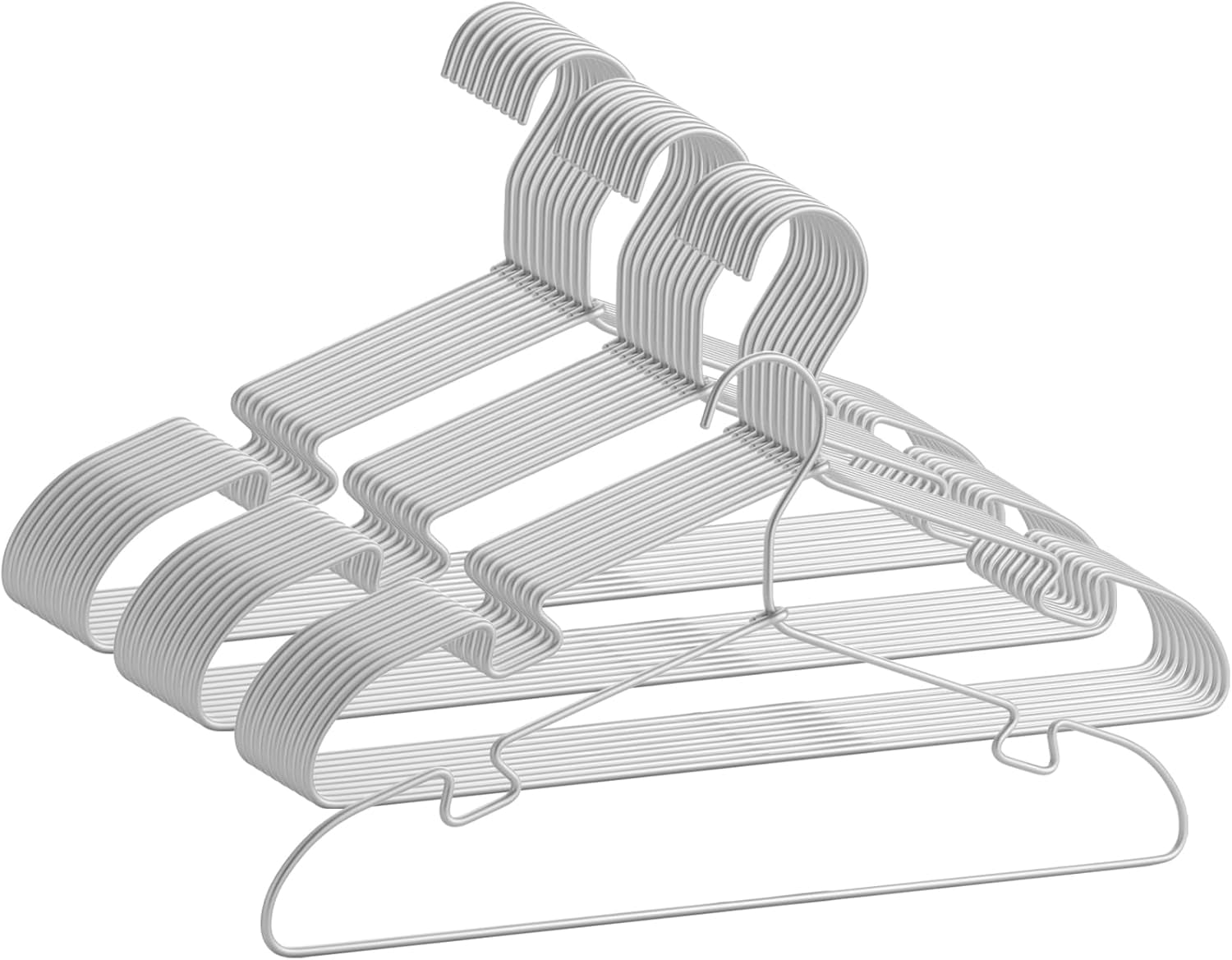 30 Pack Aluminum Hangers - Silver Skirt, Heavy Duty Standard, Suit, Dress, and Wedding Hangers