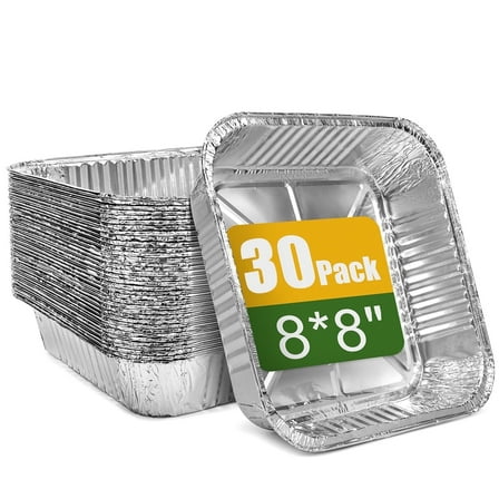 Treamon Square Aluminum Pans, Disposable Tin Foil Pans, 8*8" 30 Count