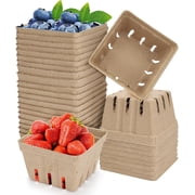 30 Pack Berry Baskets for Farmers Market, Bulk Pulp Fiber Fruit Containers for Produce 1/2 pint , 4" x 4" x 1.77"