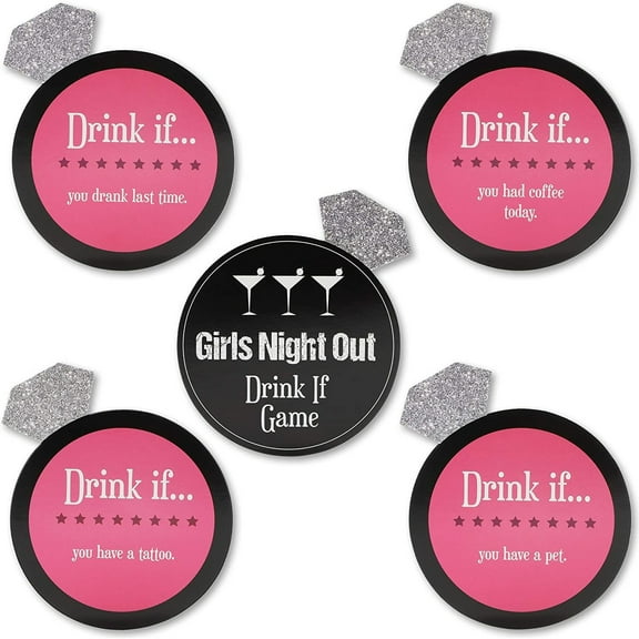 Sparkle and Bash Bachelorette Party Drink Game Cards - 30-Pack, 4.7 x 3.7 In, Black & Pink Cardstock - Drink If Challenges for Bridal Shower & Girls' Night Bachelorette Party Games