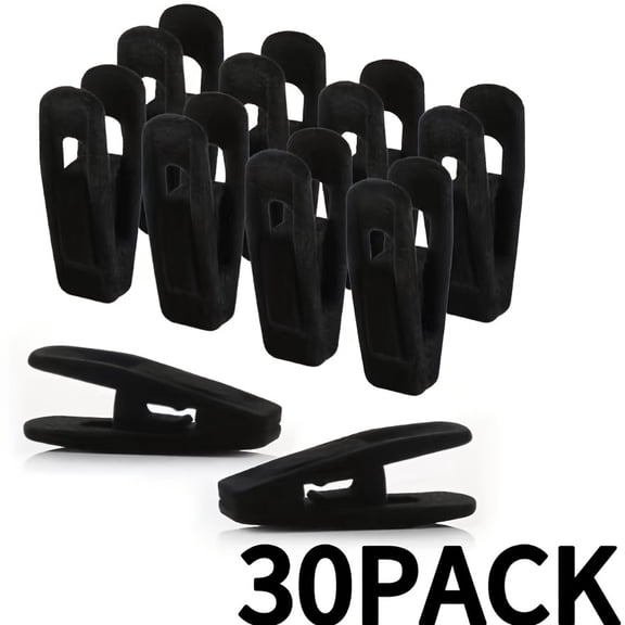30 Pack Black Velvet Clothes Pins, Heavy-Duty Grip Hangers for Skirts, Pants, Socks & Delicates, No-Slip Hanging Clips for Laundry Line