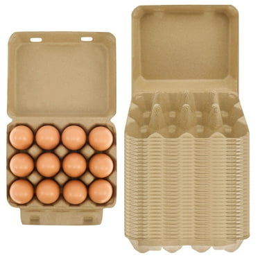 30 Pack Blank Egg Cartons Bulk - Holds Up to 1 Dozen 12 Count Eggs Cardboard Thickness Natural Pulp Egg Boxes for Family Farm Market Fridge