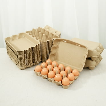 30 Pack Blank Egg Cartons Bulk - Holds Up to 1 Dozen 15 Count Eggs Cardboard Thickness Natural Pulp Egg Boxes for Family Farm Market Fridge