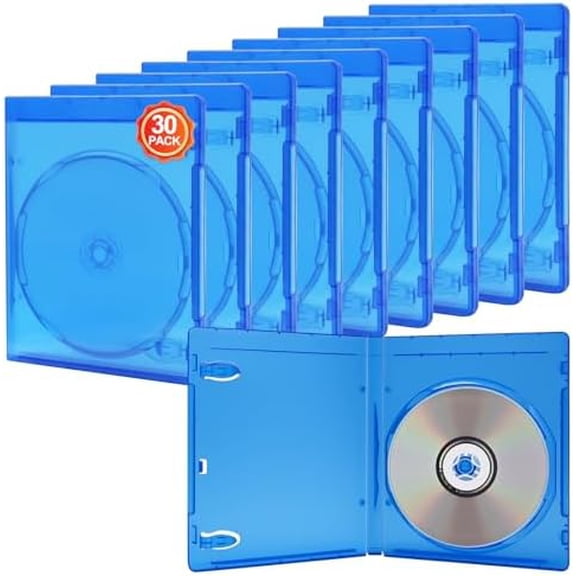 30 Pack Blue Blu-Ray Cases,1-Disc Blu-Ray Cases,DVD/CD Multi Holder Singe 12mm Standard Size Replacement Box,Eco-Friendly Blue Ray Sleeve$$Furniture