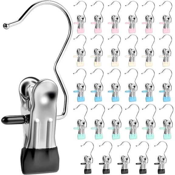 30 Pack Boot Hangers ClipsLaundry Hook Hanging Clips Clamps for ClosetTowel Clips Boot Organizer for Home and TravelClothespins Clip Hangers for Pants Hats Socks GlovesClothespins Hanger for Trav