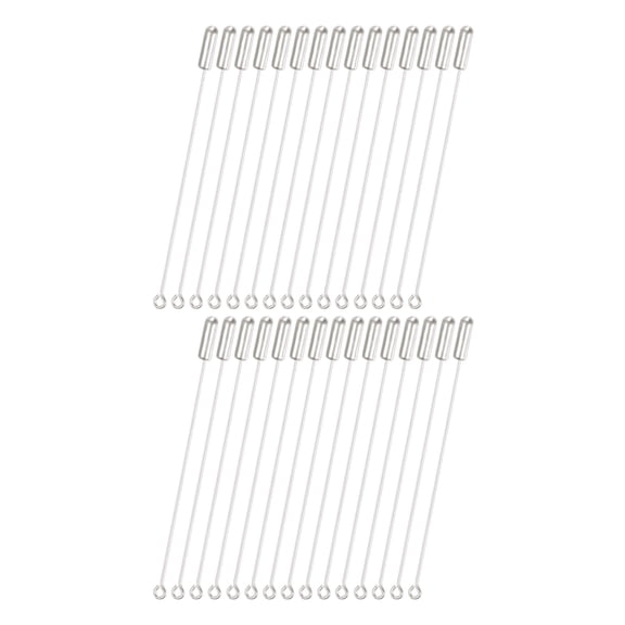 30-Pack Brooch Stick Pins, 2.8 Inch Copper Long Needle Eye Pin with Stopper Ends for DIY Clothing/Accessories/Suit tie/hat/Scarf/Jewelry, Straight Flat Head Pins [Bright Silver]