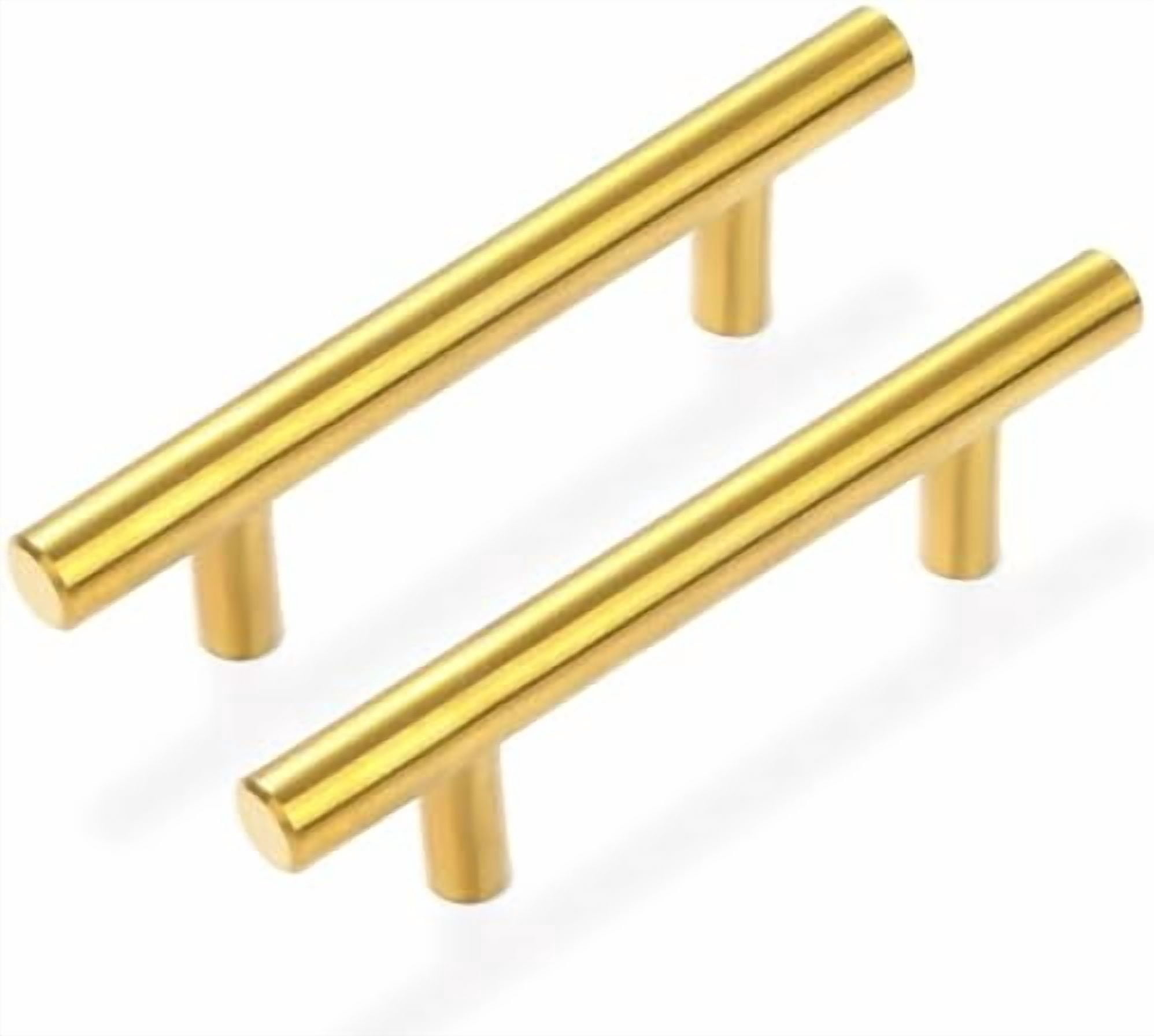 30 Pack Brushed Brass Cabinet Handles Gold 3 Inch Hole Center Cabinet Pulls Stainless Steel Drawer Handles Kitchen Cabinet Hardware Pulls for Cabinets and Drawers - 5" Length,