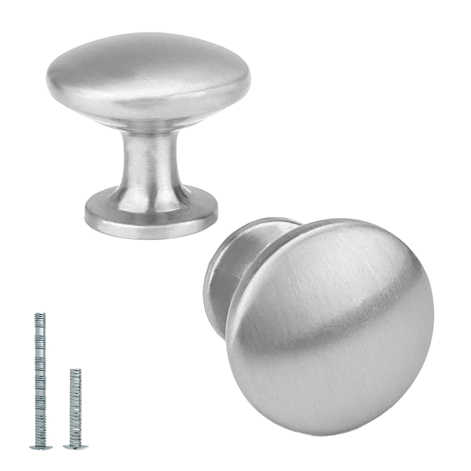 30 Pack Brushed Nickel Cabinet Knobs, Round Mushroom Drawer Knobs ...