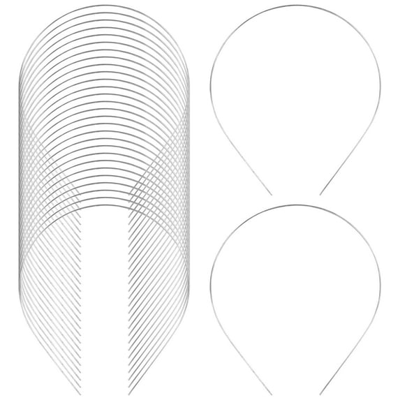 30 Pack Bulk 1.2MM Silver Thin Plain Blank Hard Wire Round Base Metal Headbands Skinny Men Hair Bands Clasps Tiara Crown Hair Holder DIY Arts and Crafting Headpiece Accessories for Women