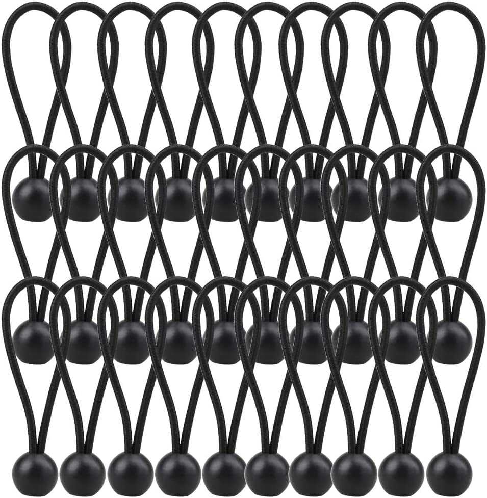 30 Pack Bungee Balls, Black Ball Bungee Heavy Duty Heavyweight 4 inches