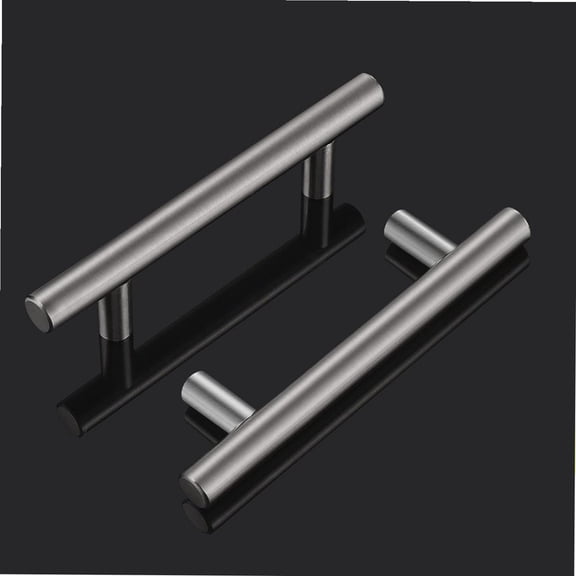 30 Pack Cabinet Handles Satin Nickel Kitchen Cabinet Hardware, 3 3/4" Hole Center Kitchen Drawer Handles Modern T Bar Stainless Steel Furniture Hardware