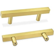 30 Pack Cabinet Pulls 5" Length Brushed Brass Drawer Handles, 3" Hole Center Square Kitchen Cabinet Handles, Stainless Steel Cabinet Hardware for Bedroom Bathroom Office