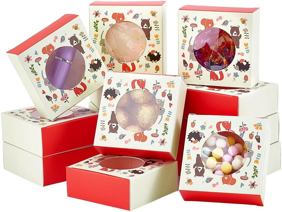 30 Pack Candy Box with Window Paper Packing Boxes Small Treat Box for ...