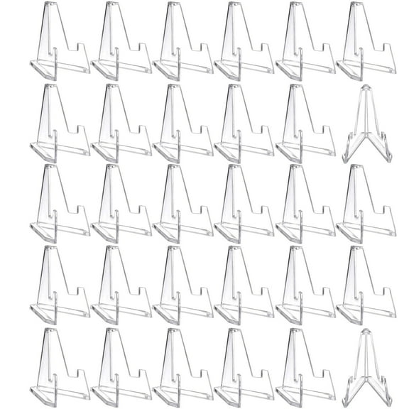 30-Pack Card Display Stands, Sturdy Acrylic Sports Card Holders, Versatile Easel Stands for Collectibles, Photos, and Retail Displays,White
