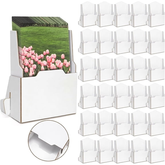 30 Pack Cardboard Brochure Holder, 4.3 x 6.3 Inches Corrugated Pamphlet Literature Paper Flyer Display Stand for Menus Bookmarks Booklets Journals, White