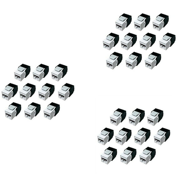 30-Pack Cat6A RJ45 Jack - Cat6 Compatible -180 Degree Toolless -Ethernet Wall Jack -Cat6A Network Coupler