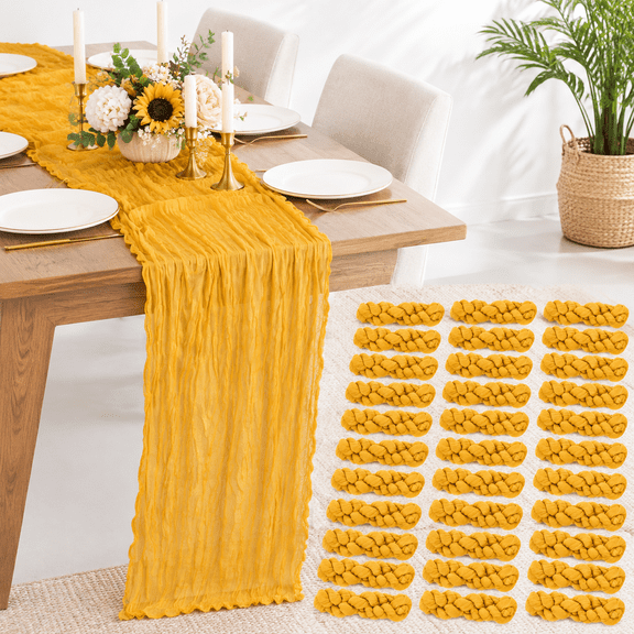 30 Pack Cheesecloth Table Runner 10ft Boho Gauze Cheese Cloth Runners Long Rustic Sheer Decorations For Wedding Party Bridal Showe