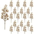 30 Pack Christmas Glitter Berries Stems for Christmas Tree Decorations