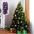 thumbnail image 1 of 30-Pack Christmas Tree Ornaments, 2.36 Inch Shatterproof Plastic Baubles for Xmas Home Party Decor, Bulk Hanging Balls(Purple), 1 of 4
