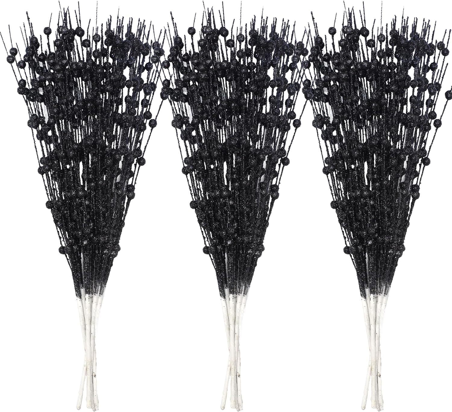 30 Pack Christmas Tree Picks and Sprays, Christmas Tree Filler Decorations, Christmas Glitter Berry Stem Ornaments, Glittery Twigs, Picks, Branches for Christmas Tree, Black