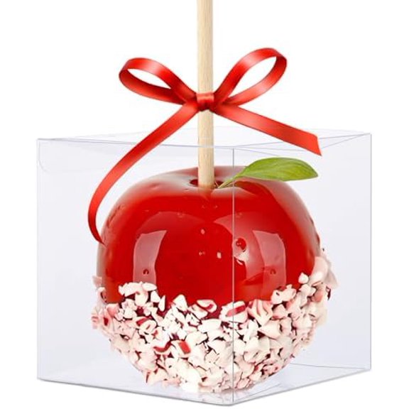 30 Pack Clear Candy Apple Boxes with Hole, 4"x 4"x 4" Transparent Favor Boxes, Food-Grade Treat Boxes for Cake Pops Caramel Apples Chocolates and Cookies Christmas$$Home Decor, Kitchen, & Other