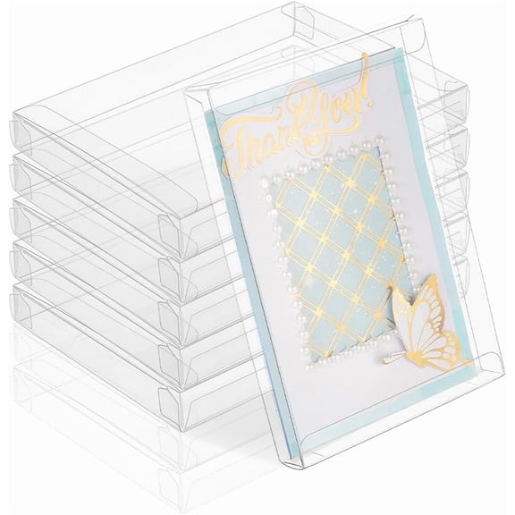 30 Pack Clear Favor Box 6.3x4.3x0.7inch Rectangle PET Transparent Gift Boxes for DIY
