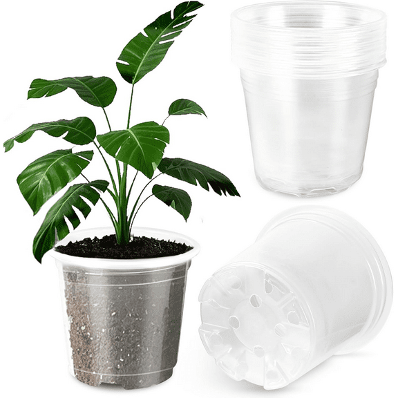 30 Pack Clear Nursery Pots for Plants, 5 Inch Clear Plant Pots with Drainage Holes, Plastic Nursery Pots for Beautiful Succulents, Landscape Plants, Lilies, Mint