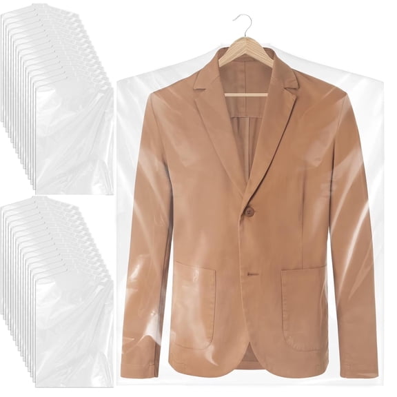 30 Pack Clear Plastic Clothes Covers, Dry Cleaning Hanging Dust Proof Garment Bags for Storage Clothing ( 23.6"x40")