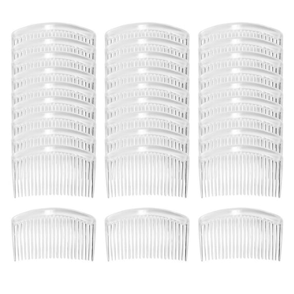 30 Pack Clear White Plastic French Hair Side Combs Veil Slide Bun Holder with 23 Teeth DIY Headpieces Clips Grips Barrettes Accessories (Clear)