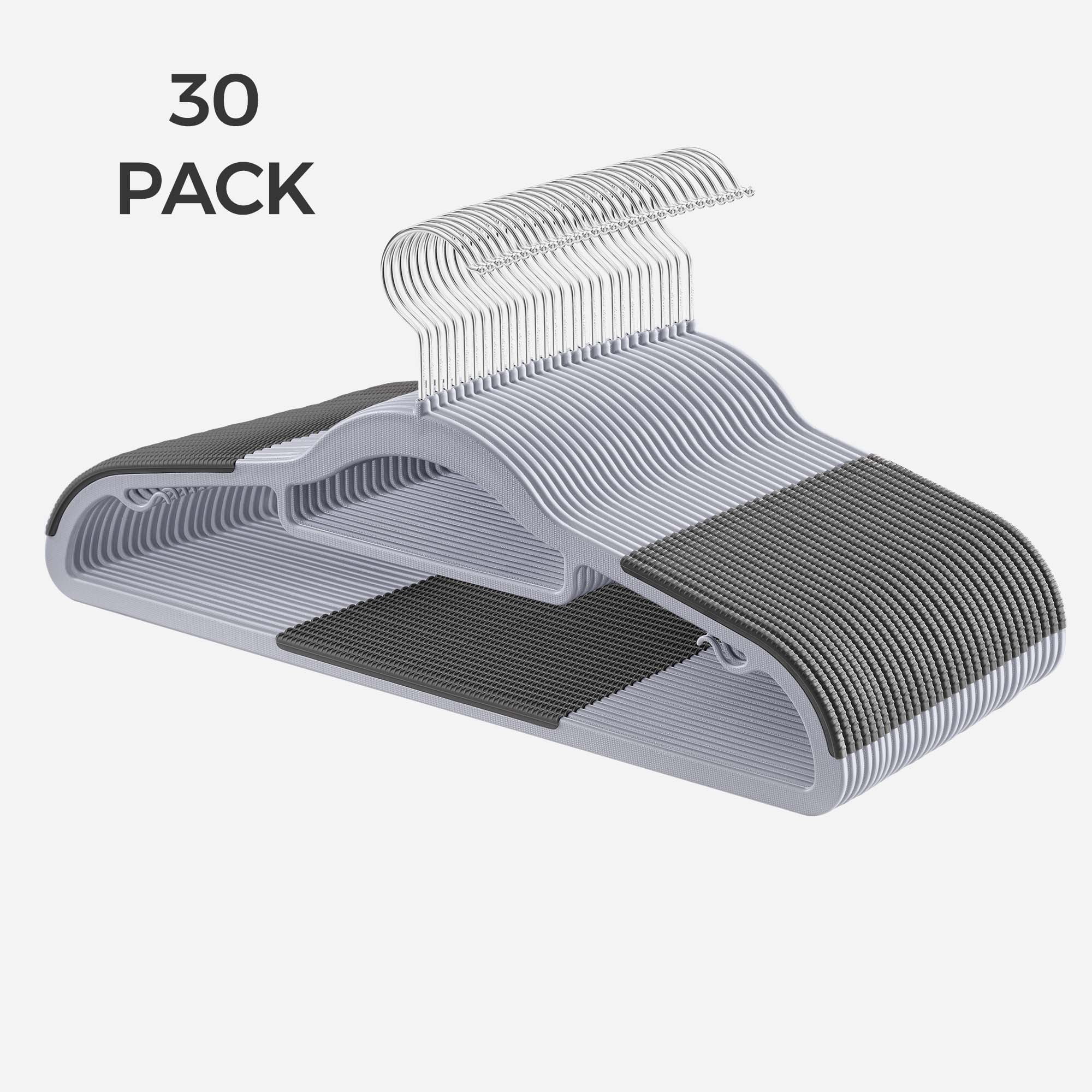 30 Pack Coat Hangers Non-Slip Clothes Hangers Space-Saving Plastic Hangers 360°Swivel Silver Hook Light and Dark Gray - Walmart.com