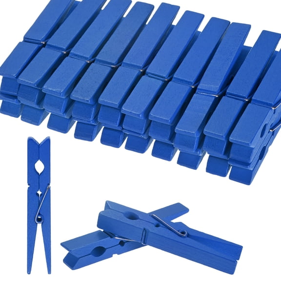 Uxcell 30 pack Colored Clothespins Wooden, 2.8 inch Colorful Clothes Pins for Hanging Clothing Crafts Dark Blue