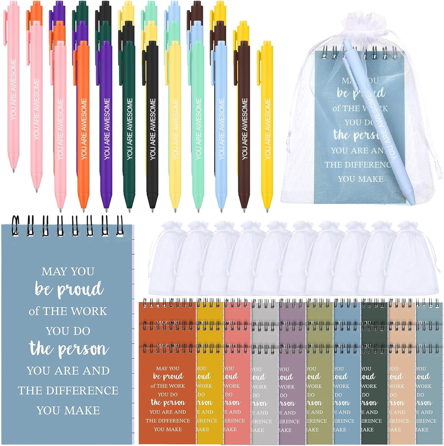 30 Pack Coworker Appreciation Gifts Set Motivational Notebooks with Ballpoint Pen Inspirational Thank You Gifts Bulk for Team Coworker Employees Teacher Christmas Appreciation Favors