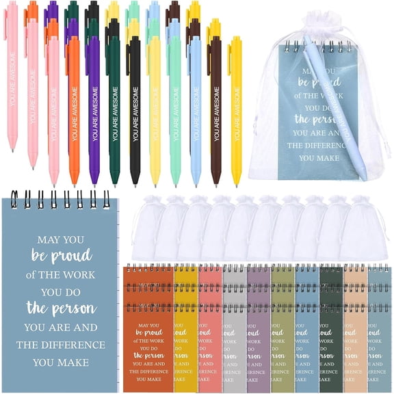 30 Pack Coworker Appreciation Gifts Set Motivational Notebooks with Ballpoint Pen Inspirational Thank You Gifts Bulk for Team Coworker Employees Teacher Christmas Appreciation Favors