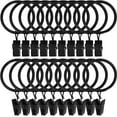 thumbnail image 1 of 30 Pack Curtain Rings with Clips, Heavy Duty Drapery Clip,Tension Rods Hooks, Polish Black Curtain Hooks Hangers, 1 of 8
