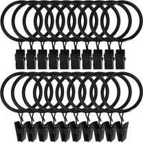 30 Pack Curtain Rings with Clips, Heavy Duty Drapery Clip,Tension Rods Hooks, Polish Black Curtain Hooks Hangers