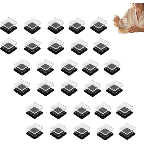 30-Pack DIY Acrylic Fridge Magnets Kit, Self-Adhesive Square Magnetic Photo Frames with Raised 3D Lens Effect, No Tools Needed for Crafts & Classroom Displays(XX)