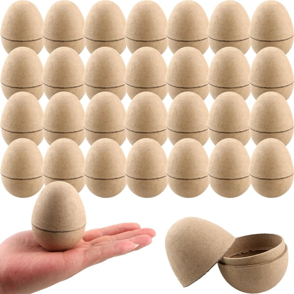 30 Pack DIY Paper Mache Eggs 3.3 inch Empty Easter Egg Hunt Craft Decorations Party Favors