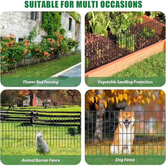 30 Pack Decorative Garden Fence Total 32.5ft (L) x 24in High 1.44" Gap Metal Wire Rustproof Small Animal Barrier Fence Easy Assembly Patio Yard Seedlings Protection Fencing Border Black