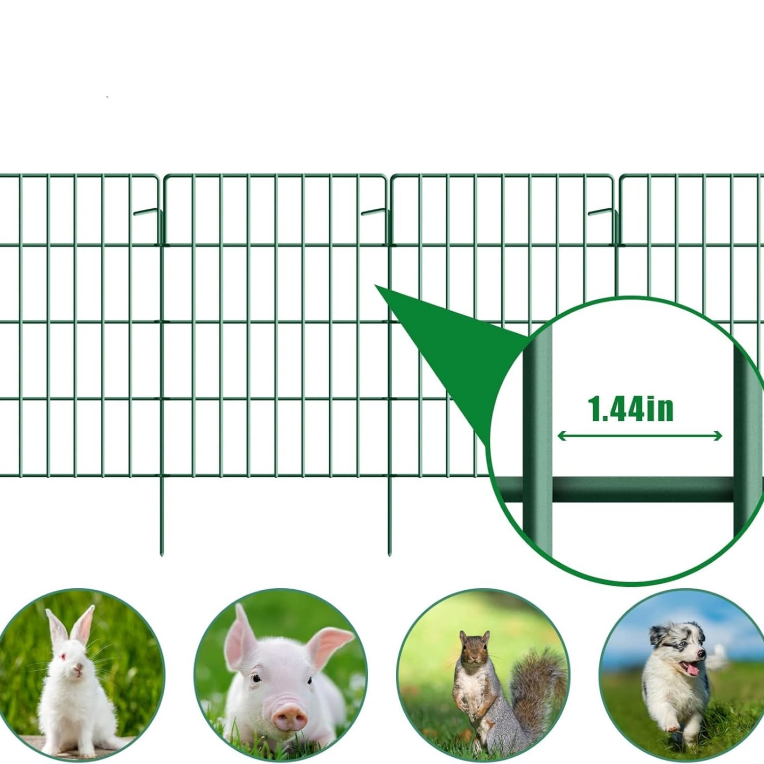 30 Pack Decorative Garden Fence Total 32.5ft (L) x 24in High 1.44" Gap Metal Wire Rustproof Small Animal Barrier Fence Easy Assembly Patio Yard Seedlings Protection Fencing Border Green