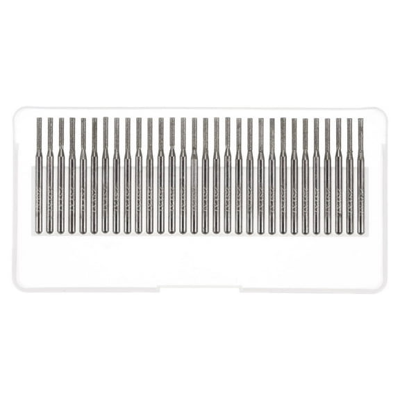 30 Pack Diamond Grinding Burrs Carving Bits 2mm Cylindrical Head Mounted Point 1/8 Shank