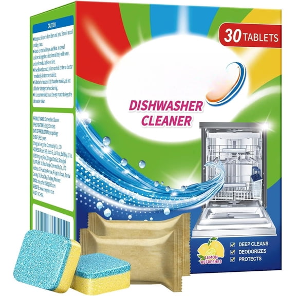 30 Pack Dishwasher Cleaner Tablets Individually Wrapped,Deep Cleaning, Removes  & Limescale, Compatible with  DishWashing Machines