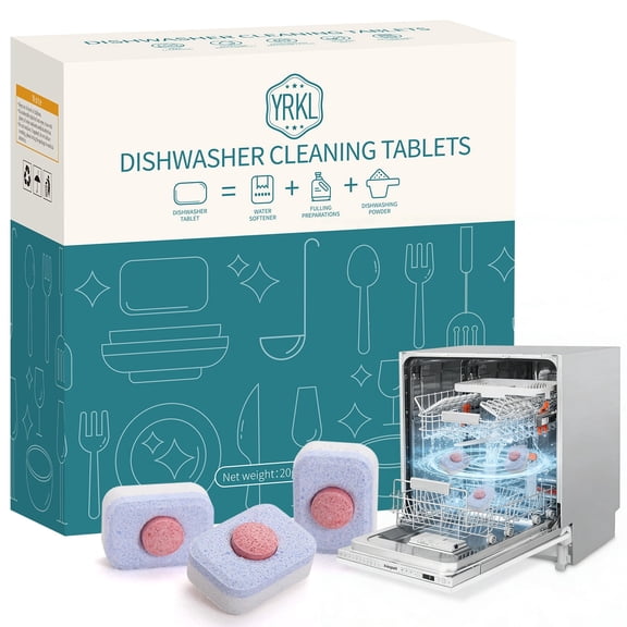 Dishwasher Cleaner Tablets - 30 Pack Deep Cleaning Pods for Dish Washer Machine, Heavy Duty, Septic Safe, Natural Limescale Remover, Calcium, - 12 Month Supply