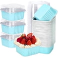 thumbnail image 1 of 30 Pack Disposable Aluminum Foil Pans, Small Round Cake Tins and Tart Molds for Baking Desserts and Meal Prep, 5 oz Recyclable Tin Foil Containers for Parties and Takeout, Light Blue, 1 of 6