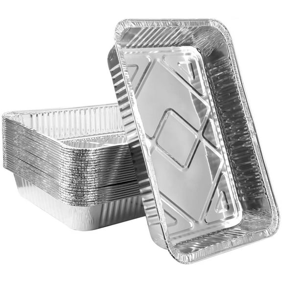 30 Pack Disposable Aluminum Foil Pans sturdy, Oven Safe Portable Food Storage Containers for Baking, Cooking, Roasting & Reheating