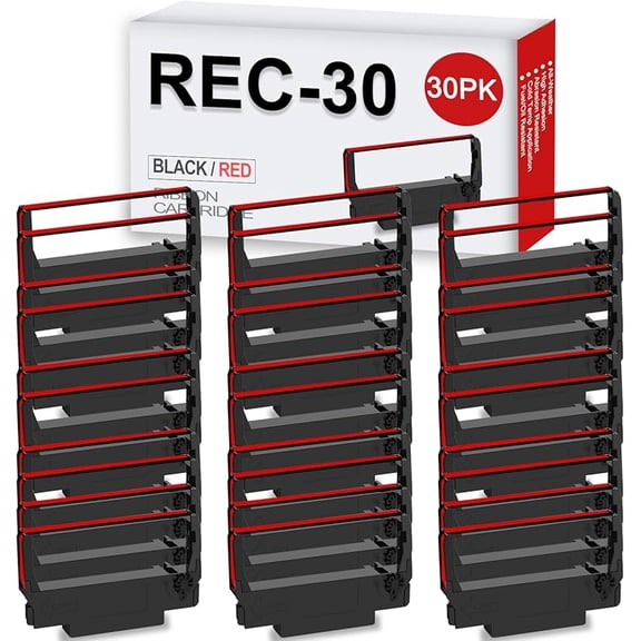 30 Pack ERC30 ERC-30 Black and Red Ribbon Cartridge Replacement for ERC-30/34/38 Ribbons Used with ERC30/ERC34/ERC38,TM-U220,Bixolon GRC-220BR,M188B,BTP-M300 Printer (30 -Pack)